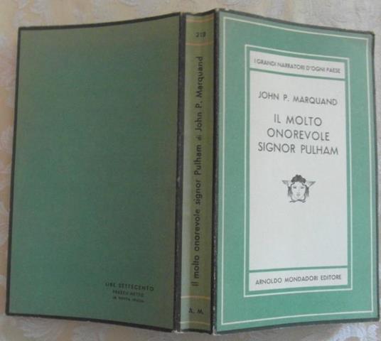 Il molto onorevole signor pulham - John P. Marquand - copertina