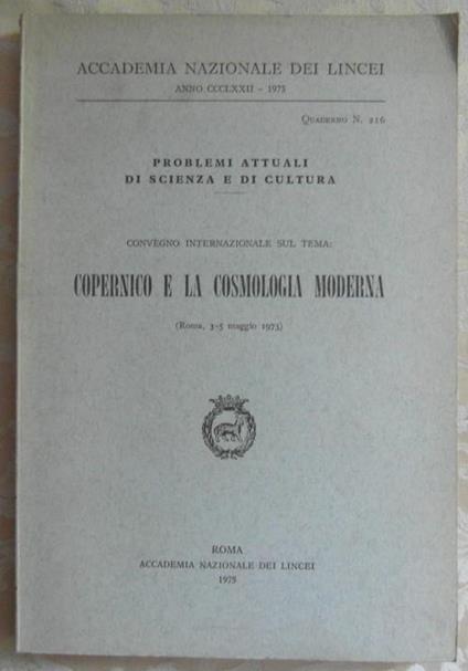 Copernico e la cosmologia moderna - copertina
