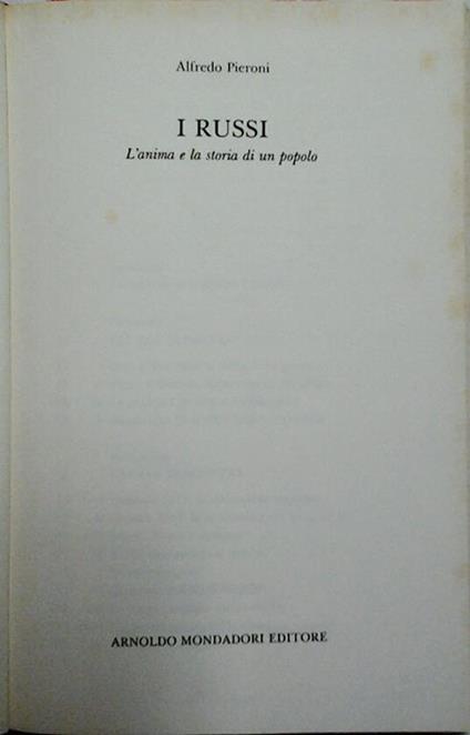 I russi l'anima e la storia di un popolo - Alfredo Pieroni - copertina