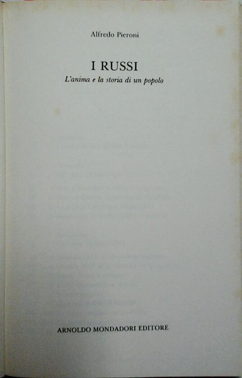 I russi l'anima e la storia di un popolo - Alfredo Pieroni - copertina