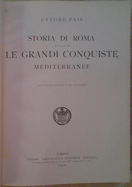 Storia di Roma durante le grandi conquiste mediterranee - Ettore Pais - copertina