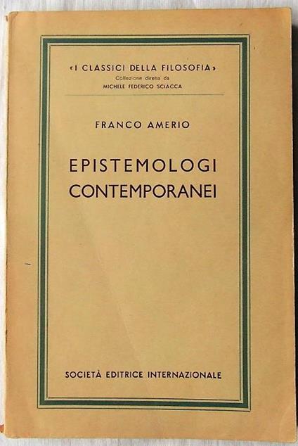 Epistemologi Contemporanei - Franco Amerio - copertina