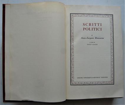 Scritti Politici - Jean-Jacques Rousseau - copertina