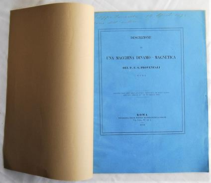 Descrizione Di Una Macchina Dinamo Magnetica - F.S Provenzali - copertina