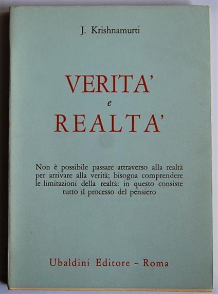 Verità e realtà - Jiddu Krishnamurti - copertina