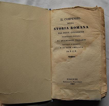 Il Compendio Della Storia Romana - Goldsmith - copertina