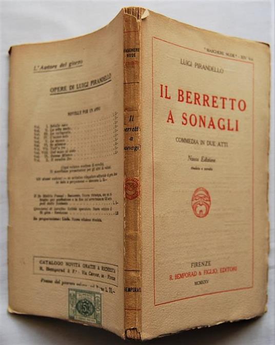 Il Berretto A Sonagli. Commedia In Due Atti. Nuova Edizione - Luigi Pirandello - copertina