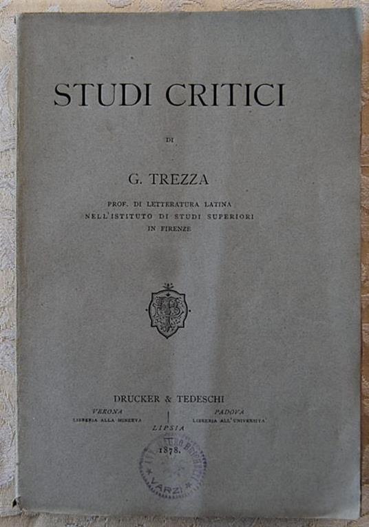 Studi critici - Gaetano Trezza - copertina