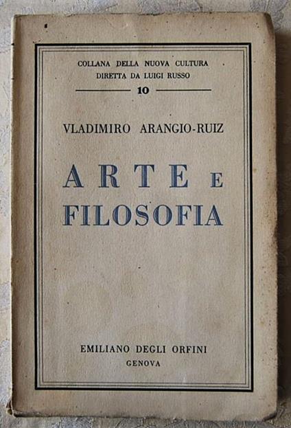Arte E Filosofia - Vladimiro Arangio-Ruiz - copertina