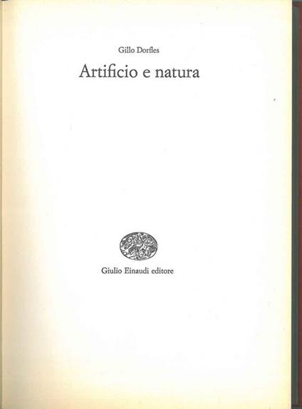 Artificio e natura - Gillo Dorfles - copertina