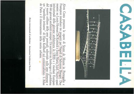 Casabella. Rivista internazionale di architettura. International architectural review. N. 564, anno LIV, gennaio 1990 - copertina
