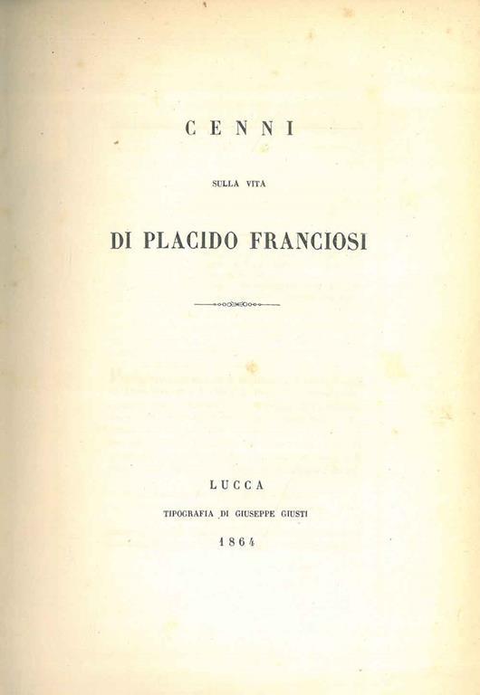 Cenni sulla vita di Placido Franciosi - copertina