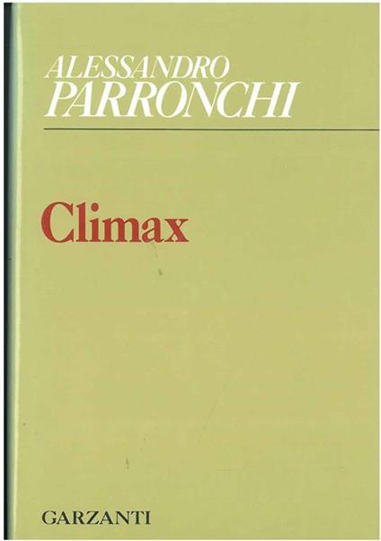 Climax, 1977-1989 - Alessandro Parronchi - copertina