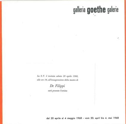 De Filippi alla Galleria Goethe di Bolzano. 1968 - Luigi Lambertini - copertina