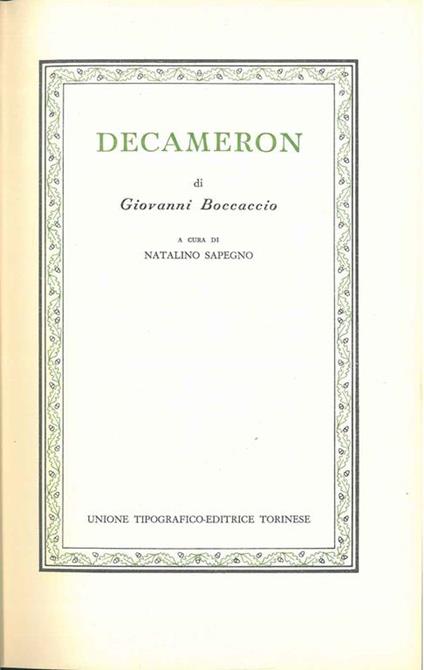 Decameron. A cura di Natalino Sapegno - Giovanni Boccaccio - copertina
