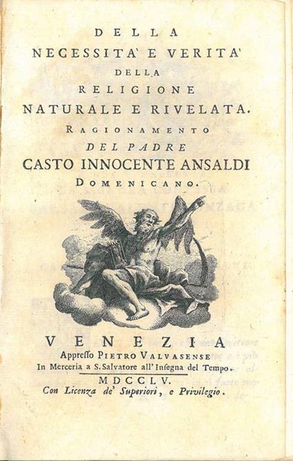 Della necessità e verità della religione naturale rivelata. Ragionamento - Cesare Ansaldi - copertina