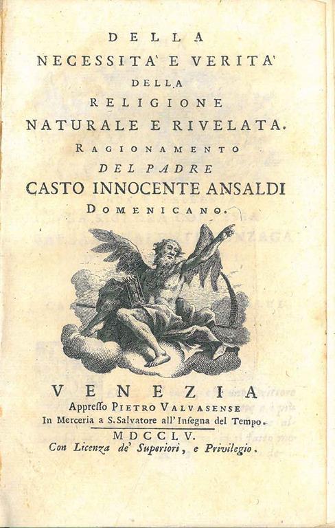 Della necessità e verità della religione naturale rivelata. Ragionamento - Cesare Ansaldi - copertina