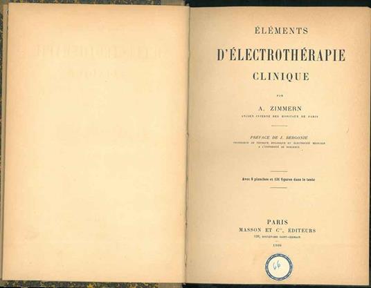 Eléments d'électrothérapie clinique Prefazione di J. Bergoniè - Alfred Zimmern - copertina