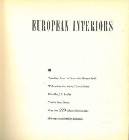 European interiors - Franz Bauer - copertina