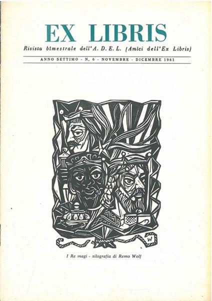 Ex libris. Rivista bimestrale dell'ADEL. Anno settimo, n. 6, novembre-dicembre 1961 - copertina