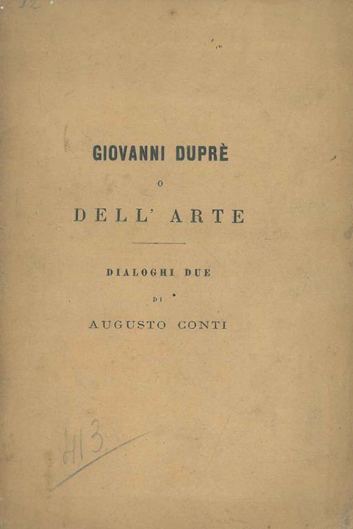 Giovanni Duprè o dell'arte - Augusto Conti - copertina