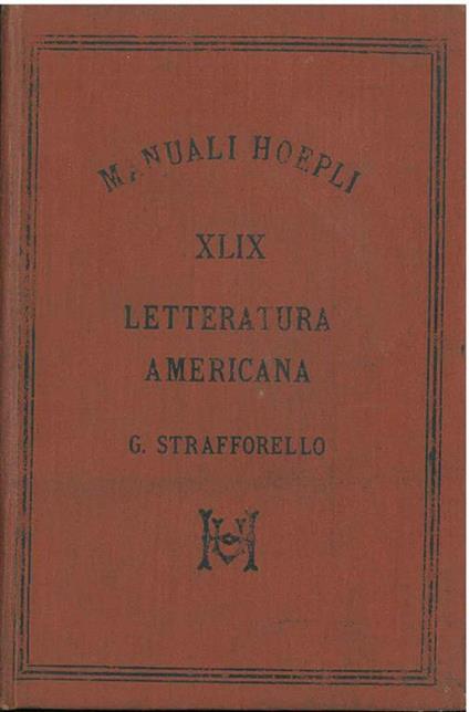Letteratura americana - Gustavo Strafforello - copertina