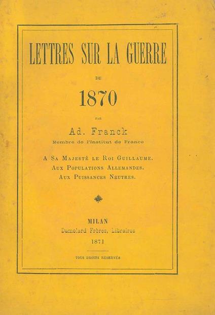 Lettres sur la guerre de 1870 - Adolphe Franck - copertina