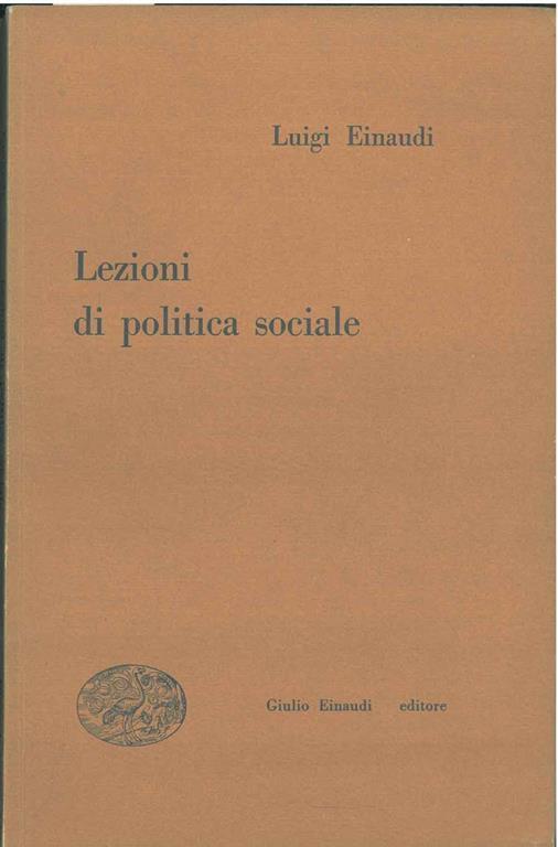 Lezioni di politica sociale - Luigi Einaudi - copertina