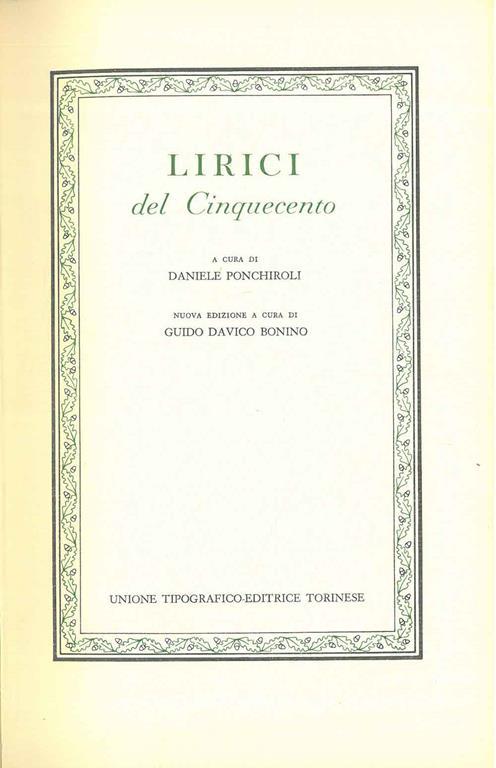 Lirici del Cinquecento - copertina