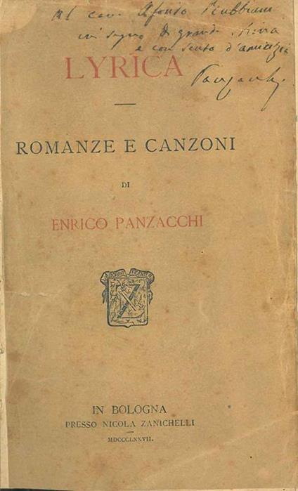 Lyrica. Romanze e canzoni - Enrico Panzacchi - copertina