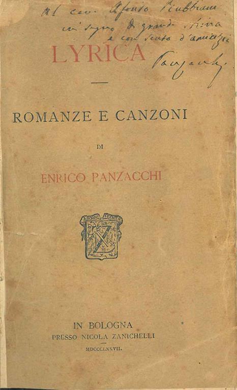 Lyrica. Romanze e canzoni - Enrico Panzacchi - copertina