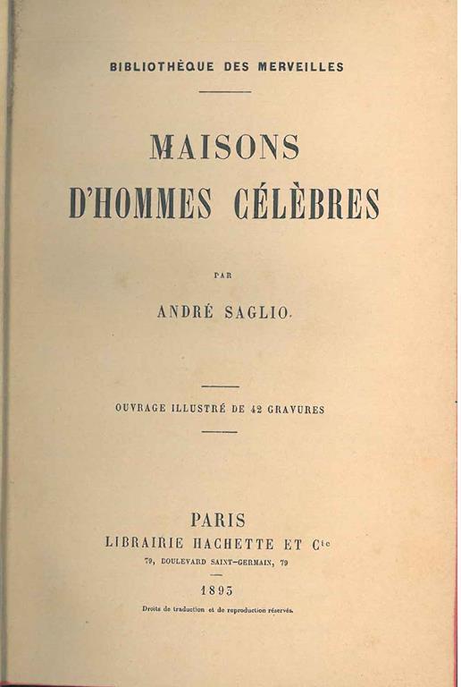 Maisons d'hommes célèbres - André Saglio - copertina