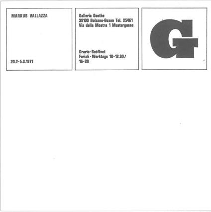 Markus Vallazza alla Galleria Goethe di Bolzano. 1971 - Franco Solmi - copertina