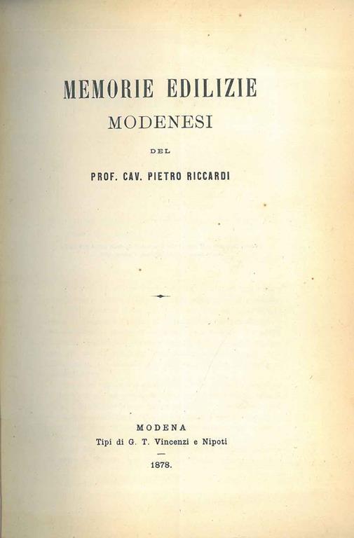 Memorie edilizie modenesi - Pietro Riccardi - copertina