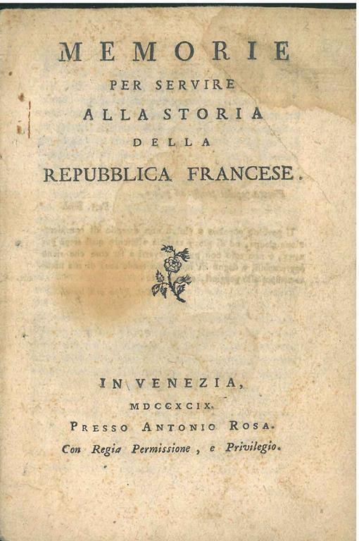 Memorie per servire alla storia della Repubblica Francese - copertina