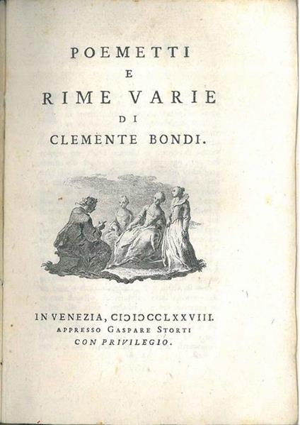 Poemetti e rime varie - Clemente Bondi - copertina