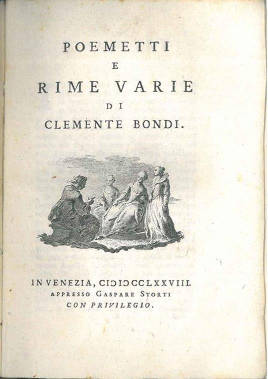 Poemetti e rime varie - Clemente Bondi - copertina