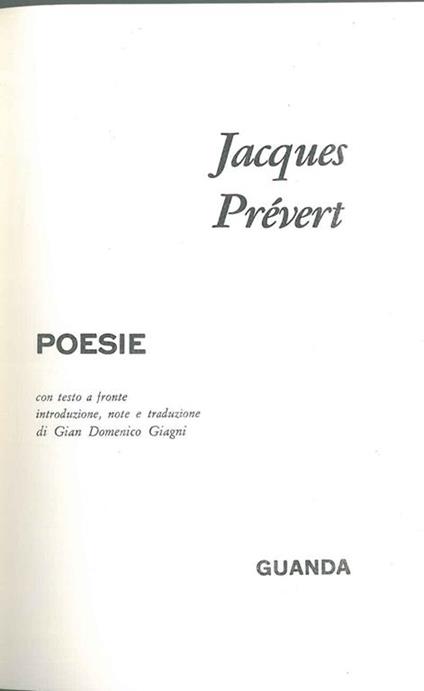 Poesie A cura di G. D. Giagni - Jacques Prévert - copertina