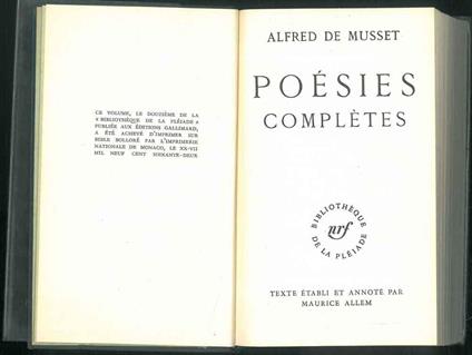 Poésies complètes - Alfred de Musset - copertina