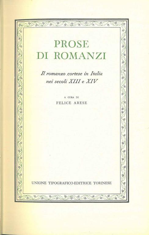 Prose di romanzi. Il romanzo cortese in Italia nei secoli XIII e XIV - copertina
