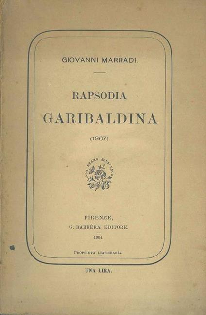 Rapsodia garibaldina (1867) - Giovanni Marradi - copertina