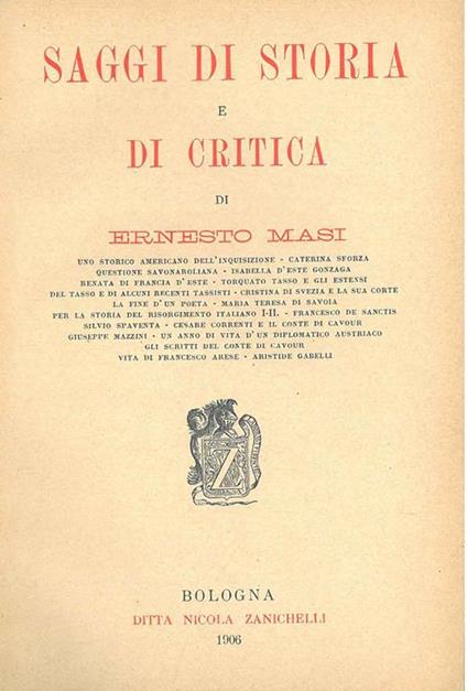Saggi di storia e di critica - Ernesto Masi - copertina