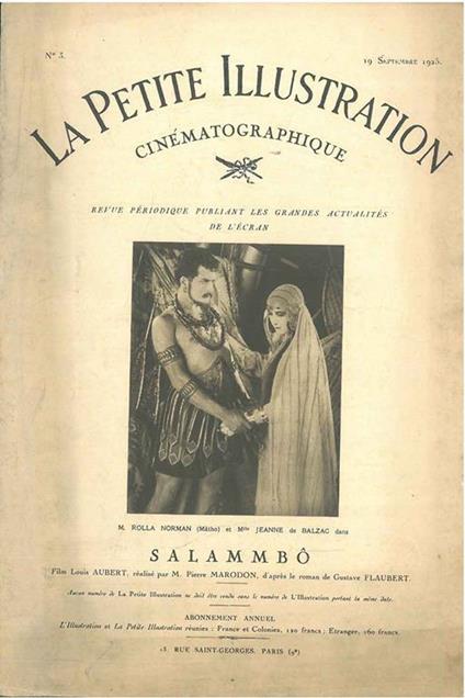 Salambò. La Petite Illustration Cinématographique n° 3 1925 - copertina