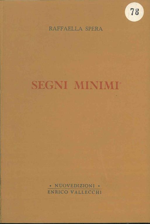 Segni minimi - Raffaella Spera - copertina