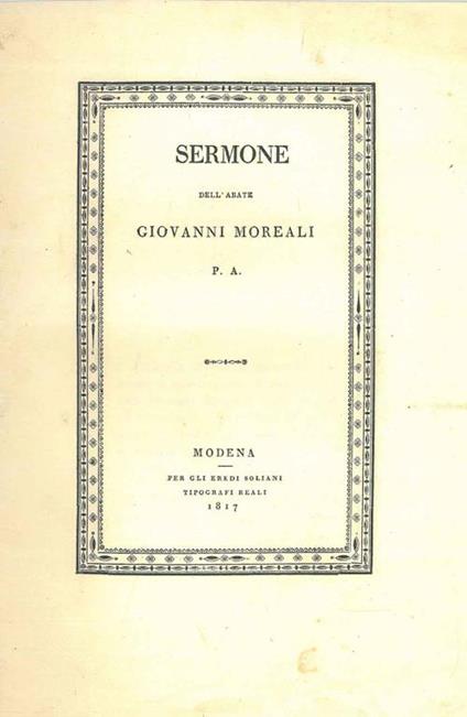 Sermone dell'Abate Giovanni Moreali P. A - copertina