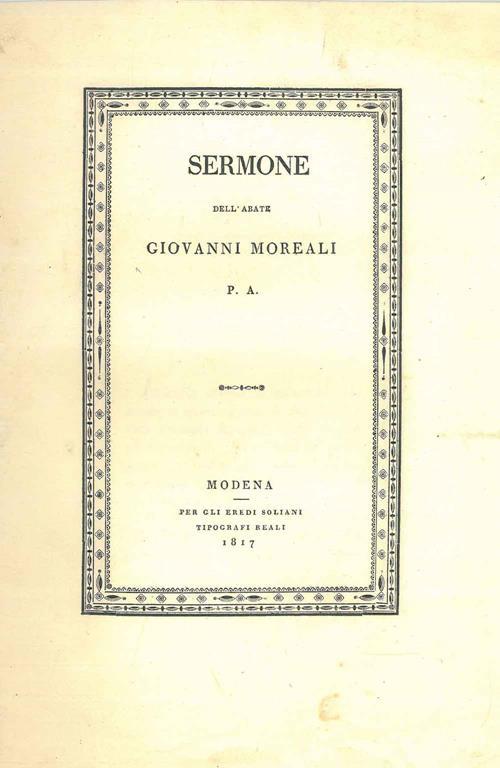 Sermone dell'Abate Giovanni Moreali P. A - copertina