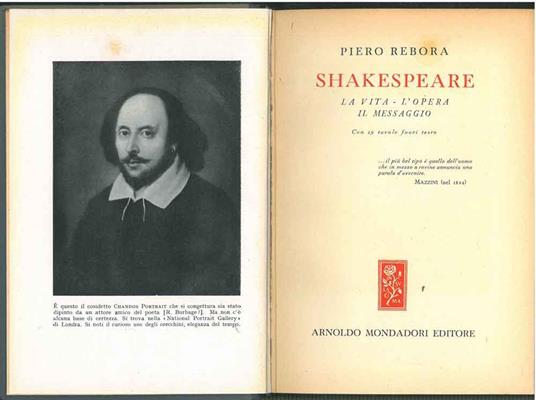 Shakespeare. La vita - L'opera - Il messaggio - Piero Rebora - copertina