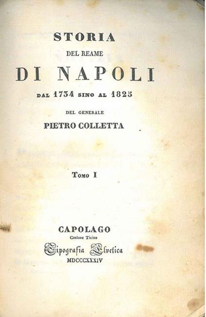 Storia del Reame di Napoli dal 1754 al 1825 - Pietro Colletta - copertina