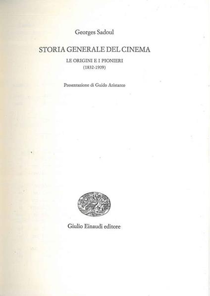 Storia generale del cinema - Georges Sadoul - copertina