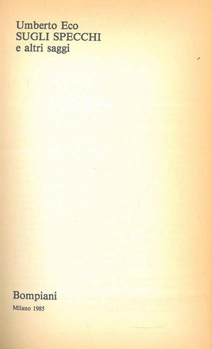 Sugli specchi e altri saggi - Umberto Eco - copertina